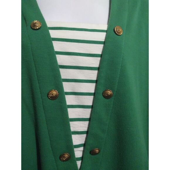 More Jazz Size 22W Short Sleeved Emerald Green Maritime Style Tunic Top - Picture 3 of 9